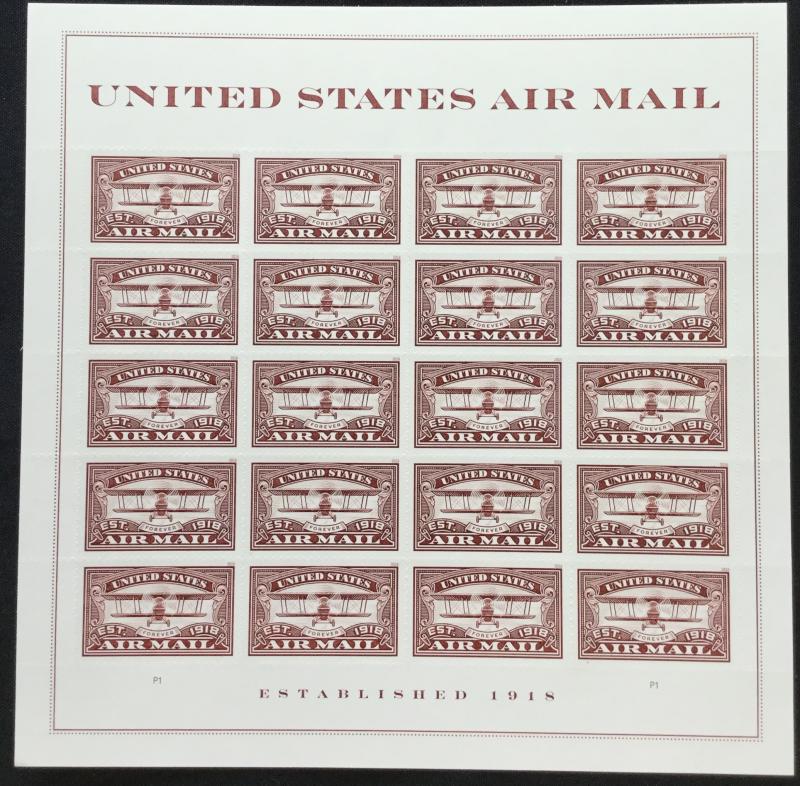US #5282 MNH Pane of 20 (.50) Air Mail Curtiss JN-4H “Jenny” Red $20.00