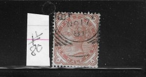 GREAT BRITAIN SCOTT #80 1880-81 VICTORIA WMK 30 1 1/2P (RED BROWN) - USED