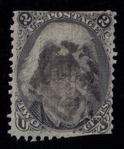 1868 - US SCOTT #84 USED D GRILL DAMAGED PERFORATIONS TOP & BOTTOM