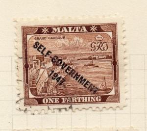 Malta 1948 Early Issue Fine Used 1F. Optd Self Gov 276523