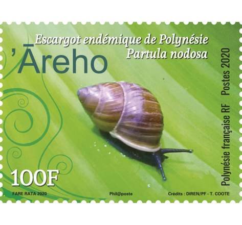 2020 Fr Polynesia Polynesian Tree Snail (2) (Scott NA) MNH