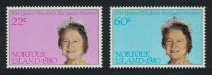 Norfolk 80th Birthday of Queen Mother 2v 1980 MNH SC#271-272 SG#252-253