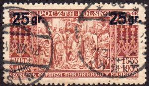 Poland 285- Used - 25gr on 80gr Altar Panel (Cracow) (1934) (cv $0.90)