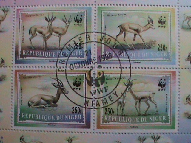 NIGER-1998-SC#986a WWF-ENDANGER ANIMALS CTO RARE S/S CAT. $40 VF