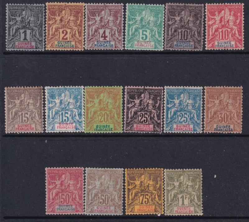 French Guinea 1892-1900 SC 1-17 EFLH Set