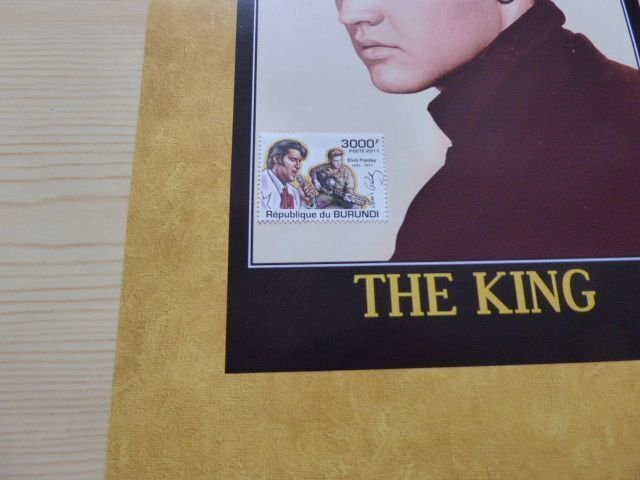 New Elvis Presley The King Poster size A4 with his Burundi Stamp
