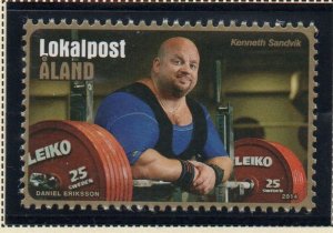 Aland Sc 357 2014 356 Sandvik Weightlifter stamp  mint NH