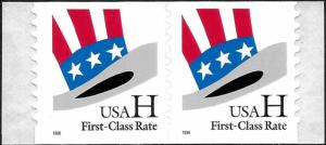 Sc 3265   (33¢) H Rate Uncle Sams Hat Coil Pair, MNH