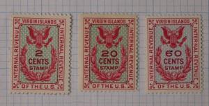 USVI US Virgin Islands Revenue R32 R36 R38 Mint MNH-OG 2c 20c 60c stamp Seal DL