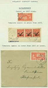 ICELAND DISTRICT CANCEL SAUDARKROKUR stamps, letter card & cover on pages, VF