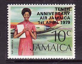 Jamaica-Sc#451- id7-unused NH set-Planes-Air Jamaica-1979-