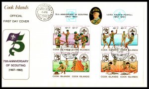 Cook Islands 704 Boy Scouts Souvenir Sheet U/A FDC