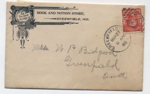 1905 Greenfield IN #319 cover and letter Book and Notion Store [6416.52]