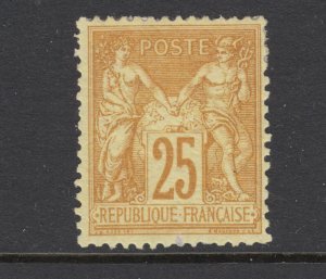 France Sc 99 MLH. 1879 25c yellow on straw Navigation & Commerce, fresh, F-VF