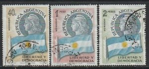 1958 Argentina - Sc 673-5 - used VF - 3 single - Symbols of the Republic