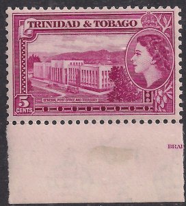 Trinidad & Tobago 1953 - 59 QE2 5ct GPO & Treasury Umm SG 271 ( H323 )