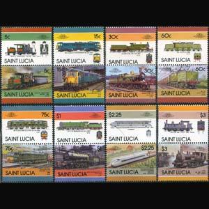 ST.LUCIA 1986 - Scott# 807-14 Locomotives Set of 16 NH