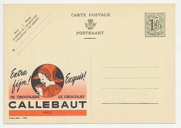 Publibel - Postal stationery Belgium 1952 Chocolate - Callebaut
