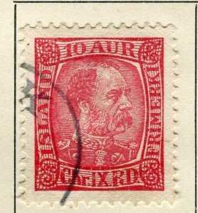 ICELAND; 1902 early Christian IX issue fine used 10a. value