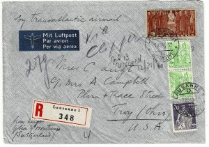 Switzerland 1940 Lausanne cancel on clipper cover to the U.S., Scott 244