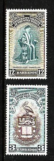 Barbados-Sc#228-9-unused NH set-University Issue-Omnibus-1951-