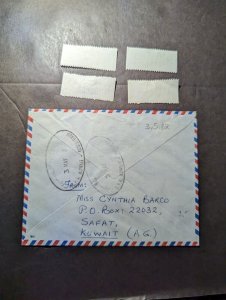 1982 Registered Kuwait Airmail Cover to Kassel Germany and 4 Registered Labels