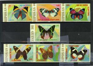 EQUATORIAL GUINEA BUTTERFLIES SET OF 7 STAMPS IMPERF. MNH 