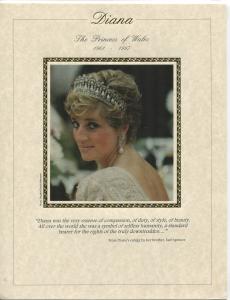 STAMP STATION PERTH  Silk Cachet Photo of Princess Diana Eulogy by Earl Spencer