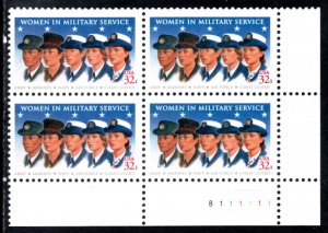 US Scott #3174 PB of 4 Women in Military Service #B111111 LR NH