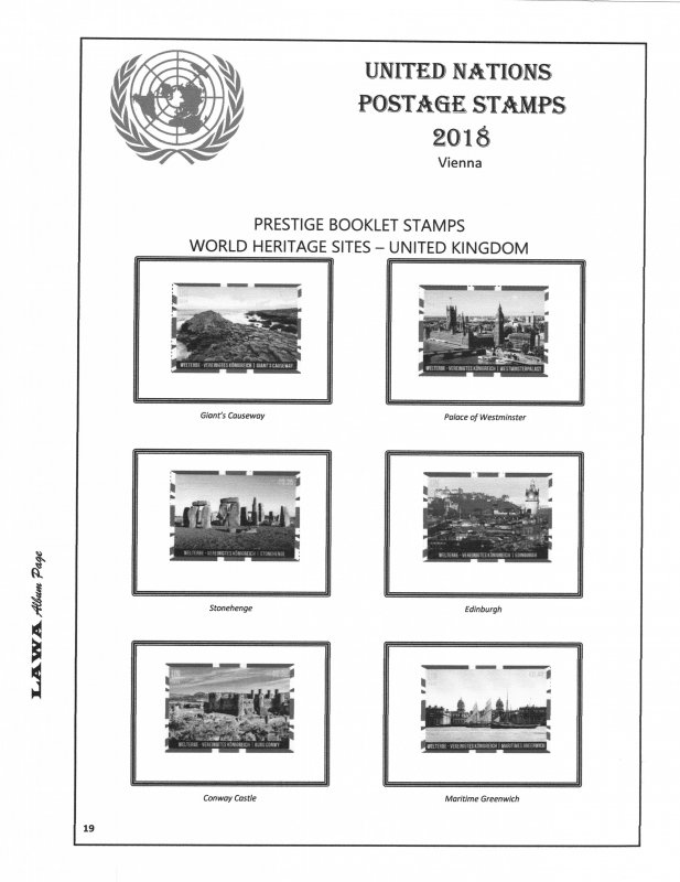 2018 UNITED NATIONS  ISSUES SUPPLEMENT – LAWA Album Pages