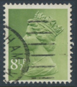 GB  Machin 8½p SG X881  2 bands  Used SC# MH65  see scans & details