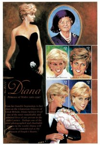 St. Vincent 1997 - SC# 2497 - Princess Diana, Royalty - Sheet of 4 Stamps - MNH