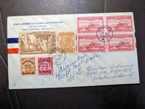 1936 Philippines Airmail Cover Manila PI to Pan Am Wake Island Clara Adams