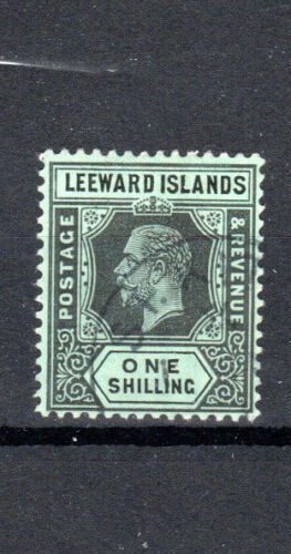 Leeward Islands 1913 1s on white back SG 54a FU CDS 