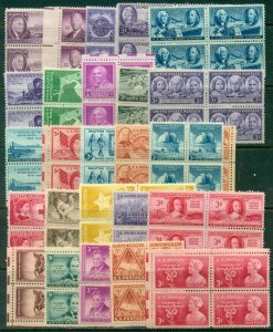 25 DIFFERENT SPECIFIC 3-CENT BLOCKS OF 4, MINT, OG, NH, GREAT PRICE! (9)