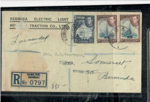 BERMUDA COVER (P0111B) 1939  KGVI  2 1/2D+1 1/2DX2 REG COVER TO US FWD TO BERMUD 