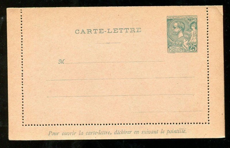 h402 - MONACO 25c Letter Card. Postal Stationery. Unused