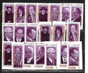 FUJEIRA Mi 495-504 NH PERF & IMPERF issue of 1970 - GERMAN FAMOUS PEOPLE