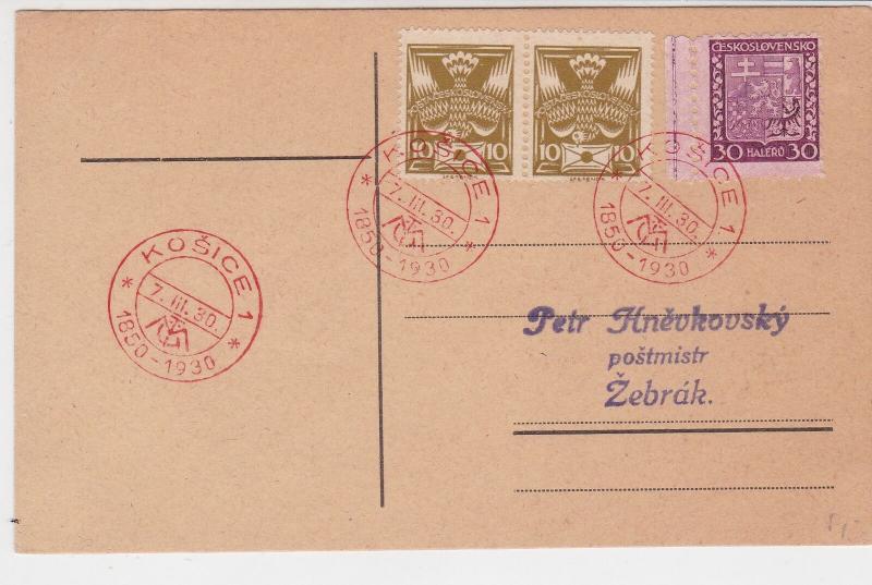 Czechoslovakia 1930 Souvenir Stamps Kosice Cancels Card Ref 23869