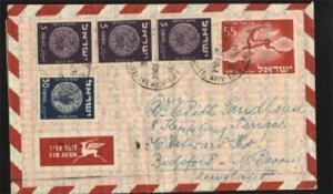 ISRAEL 1954 uprated aerogramme used Tel Aviv to UK....................70026