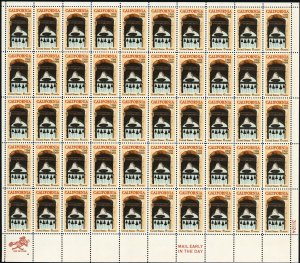 USA 1969 Mint Sheet SC1373SH Carmel Mission Belfry Red,Orange,Black*STOCK IMAGE*