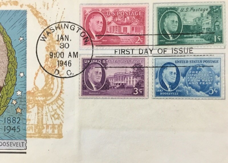 930-933   Combo Cover  Franklin D. Roosevelt  4 stamps Smartcraft Special   1947