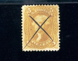 USAstamps Used FVF US 1861 Civil War Jefferson Scott 67 With Black Pen Cancel