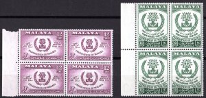 Malaya 1960 Sc#94/95 WORLD REFUGEE YEAR Block of 4 MNH