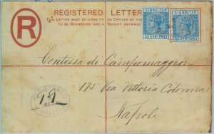 89173 - POSTAL HISTORY - GIBRALTAR -  REGISTERED Stationery COVER to ITALY 1891