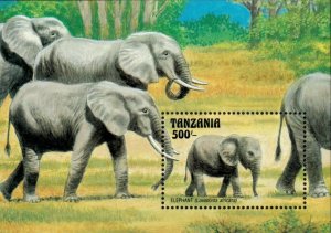 Tanzania 1993 - WWF, African Elephant - Souvenir Stamp Sheet - Scott #1003 - MNH