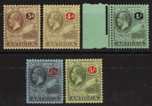 ANTIGUA 1921 KGV Badge range to 5/- wmk Mult Crown. MNH **.