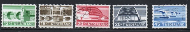 Netherlands Sc B434-38 1968 Bridges stamp set used