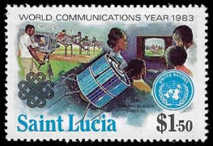 St. Lucia #609 MNH; $1.50 Satellite Communications (1983)