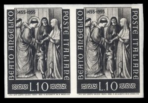 Italy #702var, 1955 10L Fra Angelico, imperf. horizontal pair, never hinged